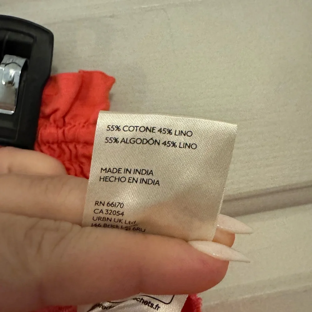 NWOT By Anthropologie Coral Linen Double Waistband Shorts size M - Picture 11 of 12